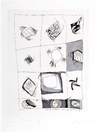 蚀刻版画 Novelli - 3 lune e sei aquiloni