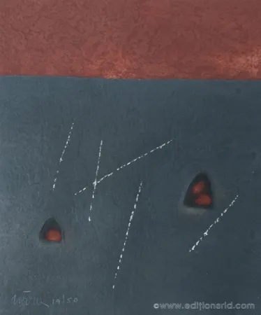 版画 Nóvoa - CARRÉ NOIR & ROUGE 