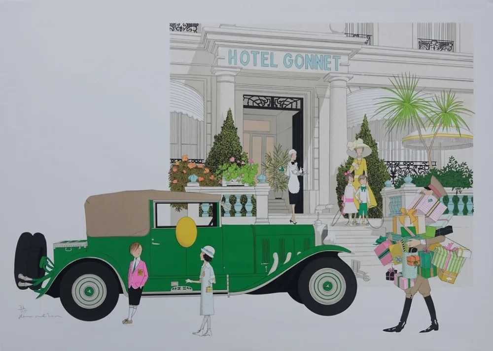 石版画 Noyer - Cannes - Hôtel Gonnet