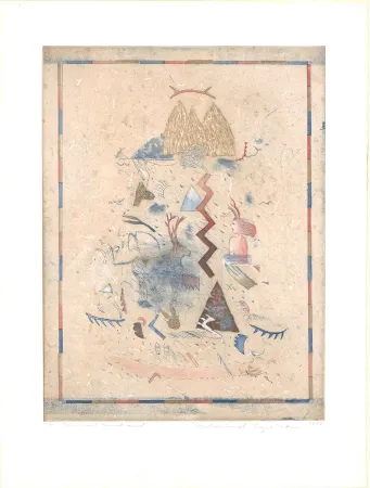 版画 Nyström - Dame mit Hirschhund