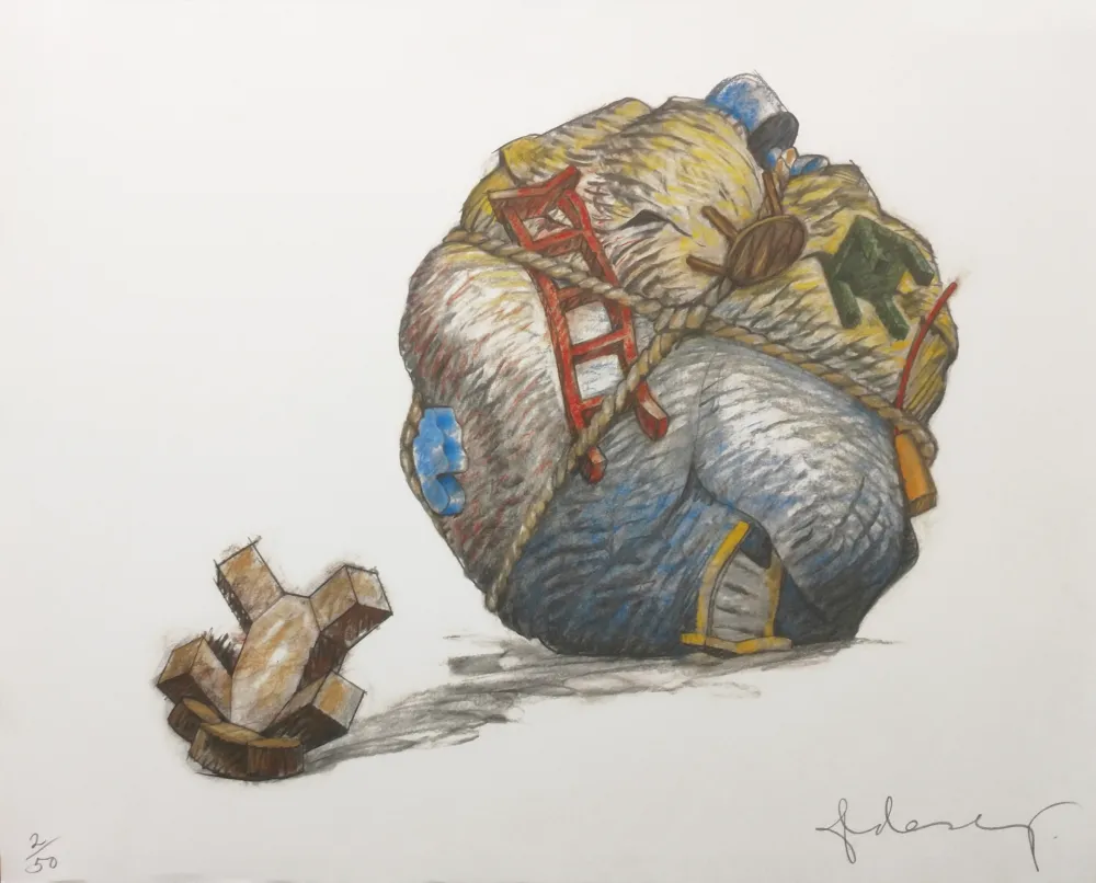 丝网印刷 Oldenburg - HOUSEBALL WITH FALLEN TOY BEAR