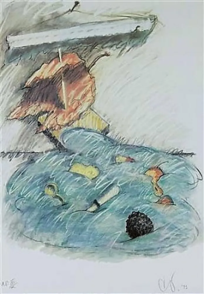 石版画 Oldenburg - Leaf Boat-Storm In The Studio