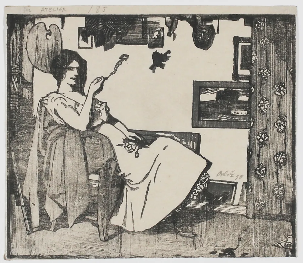 木刻 Orlik - Im Atelier