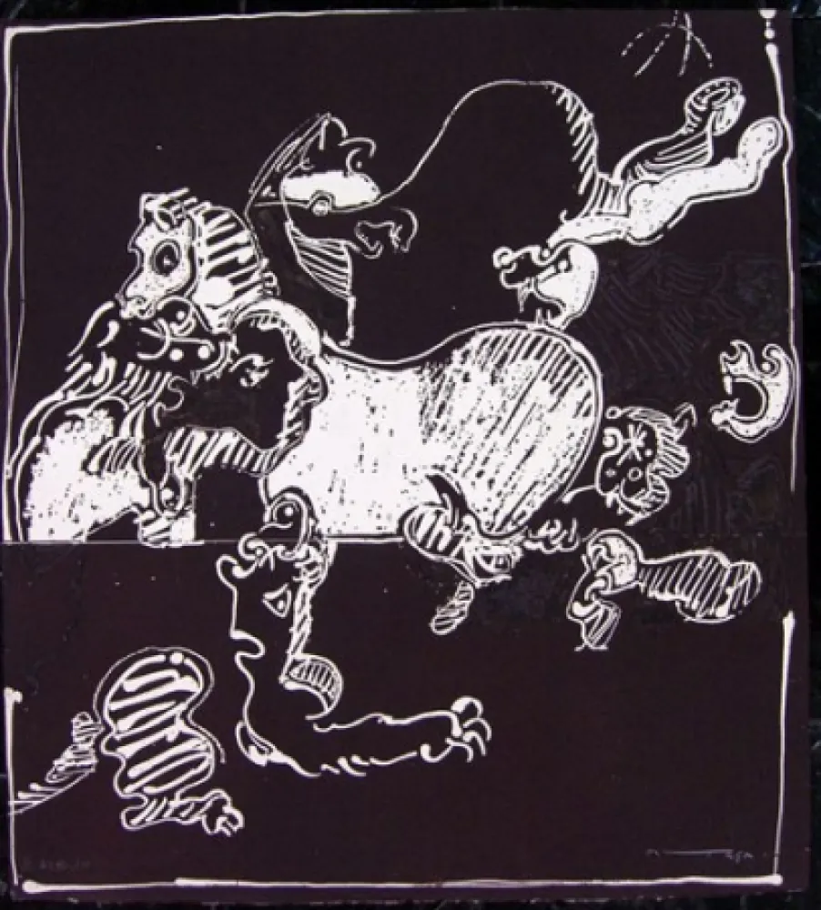 蚀刻版画 Ortega - FIERAS Y CABALLO