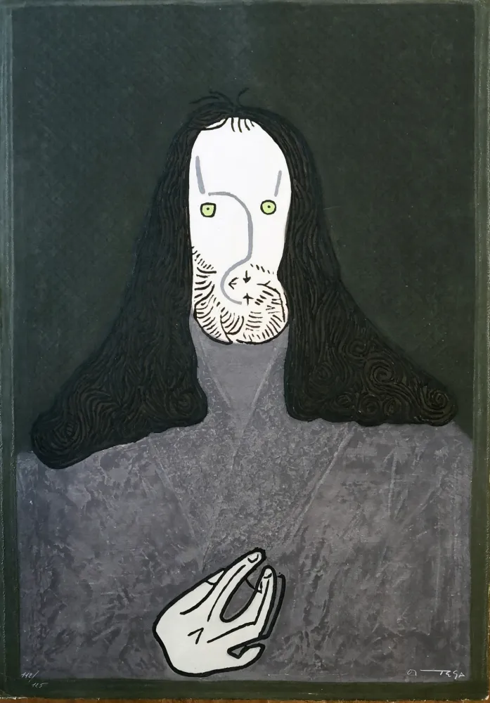 蚀刻版画 Ortega - Ritratto mistico di monaco