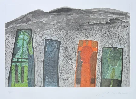 版画 Paladino - Mimmo Paladino (1948) - Sguardo a destra - color etching - 2000