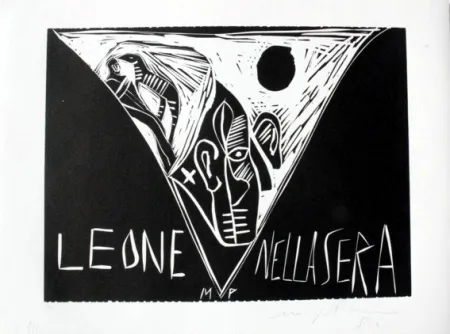 油毡版画 Paladino - Terra tonda africana 1 - Leone nella sera