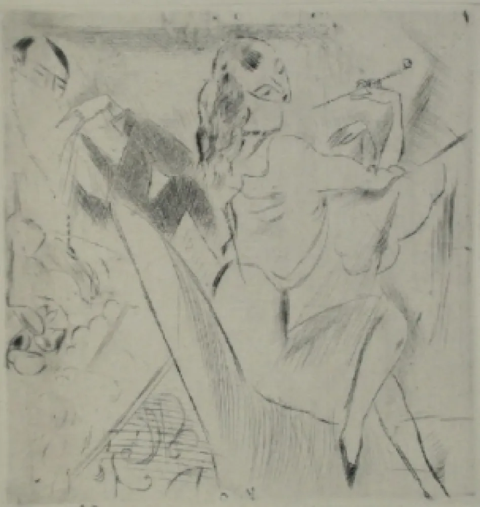 干刻版画 Pascin - Femme à la pipe