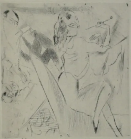 干刻版画 Pascin - Femme à la pipe