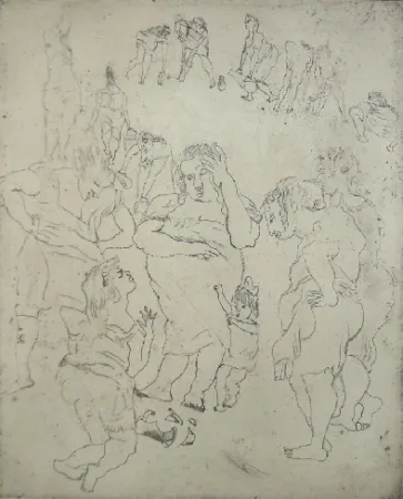 版画 Pascin - La cruche cassée