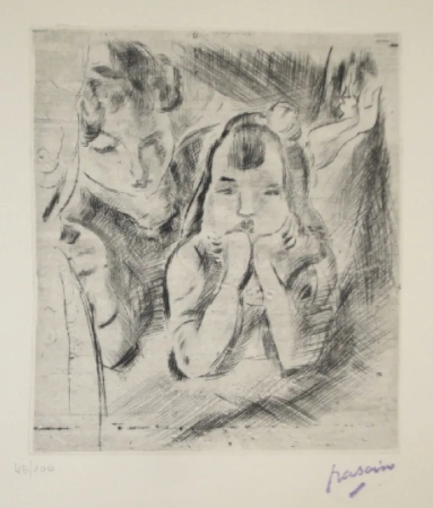 干刻版画 Pascin - Mère et fille