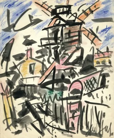 无技术 Paul  - Dessin Original / Original Drawing - LE MOULIN DE LA GALETTE - Paris / Montmartre