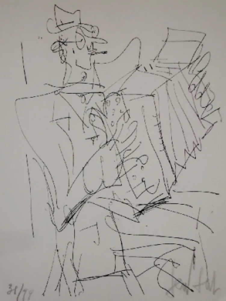 石版画 Paul  - L'accordéoniste