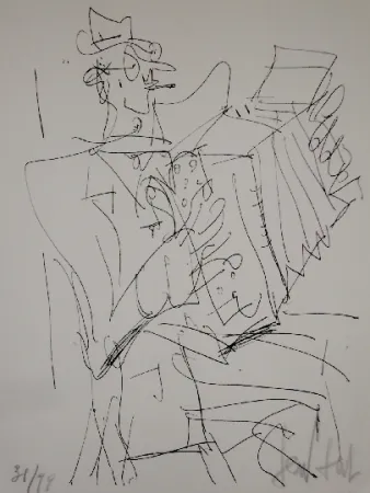 石版画 Paul  - L'accordéoniste