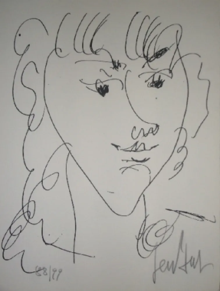 石版画 Paul  - Le modèle, portrait de Lola