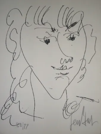 石版画 Paul  - Le modèle, portrait de Lola