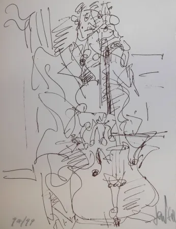 石版画 Paul  - LE VILONCELLISTE / THE VIOLONCELLIST - Lithographie Originale / Original Lithography