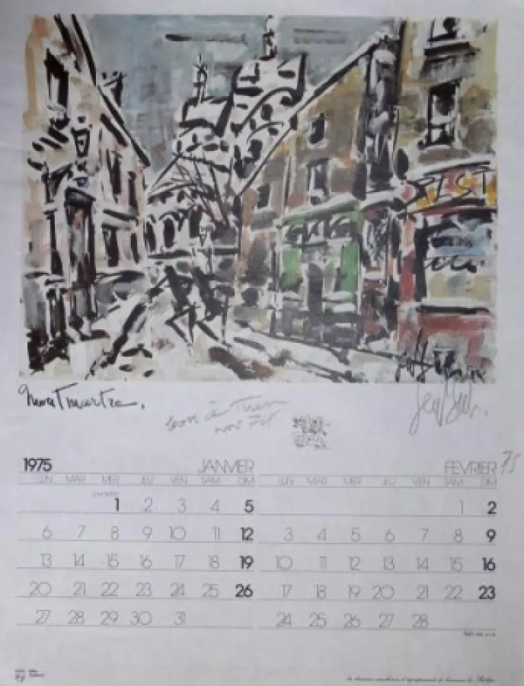 胶版印刷 Paul  - MONTMARTRE - BON A TIRER/FINAL PROOF- Calendrier 1975 / calendar 1975