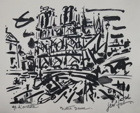 石版画 Paul  - NOTRE DAME DE PARIS / NOTRE DAME OF PARIS - Lithographie Originale / Original Lithography