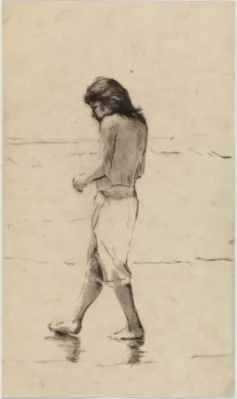 干刻版画 Paul P - Noia a la platja