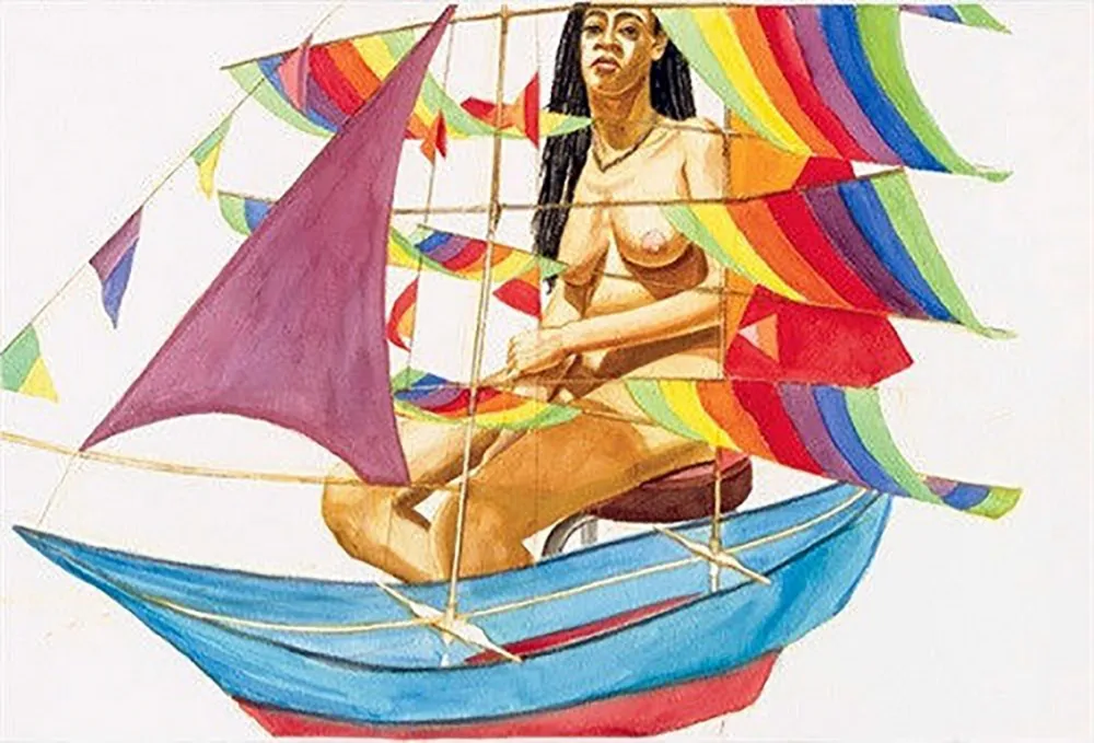 丝网印刷 Pearlstein - MODEL WITH CHINESE KITE