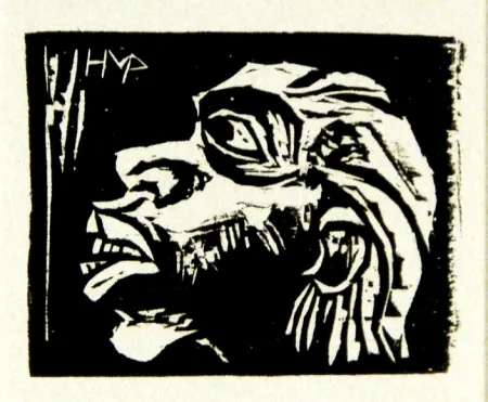 木刻 Pechstein - Kopf eines Insulaners (Head of an Islander)