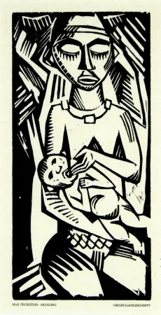 木刻 Pechstein - Säugling (Infant)