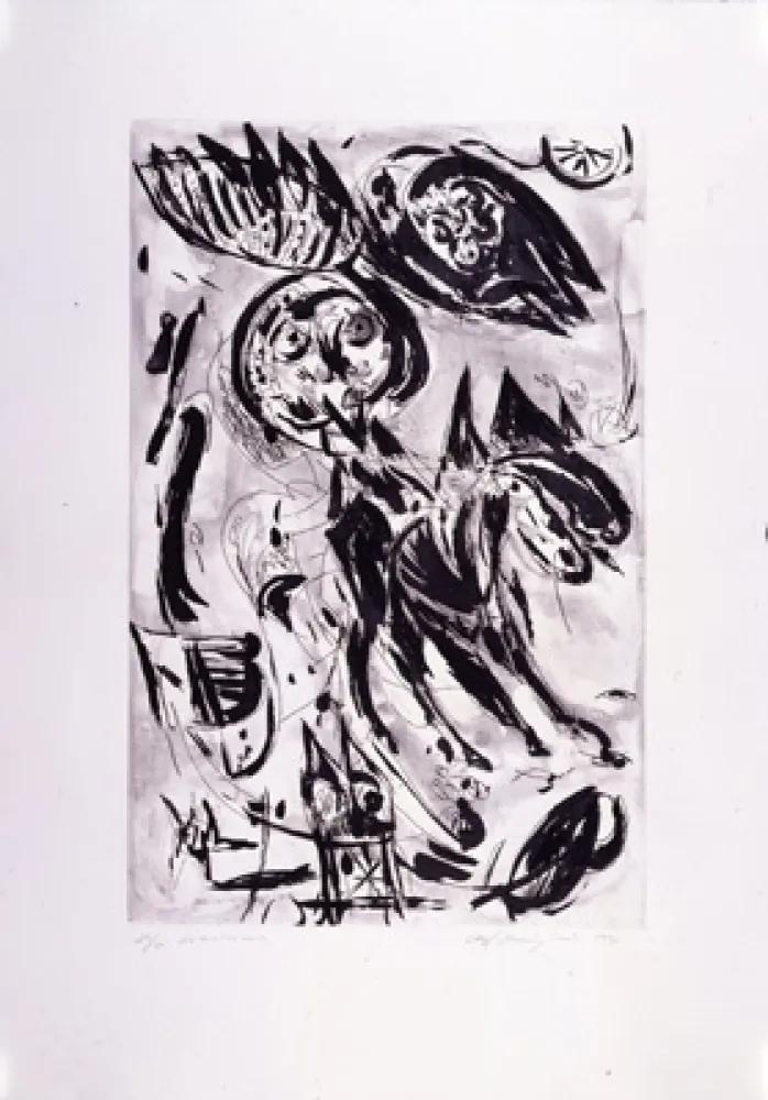 版画 Pedersen - Cavalier noir