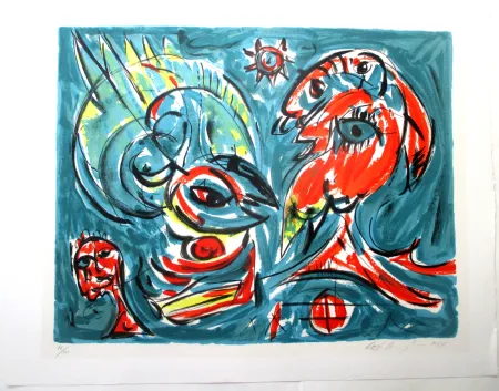 石版画 Pedersen - Composition bleu