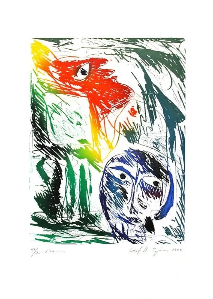 版画 Pedersen - L'adoration