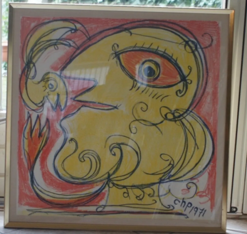 石版画 Pedersen - Woman and bird, reduced price!