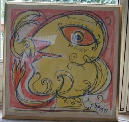 石版画 Pedersen - Woman and bird, reduced price!