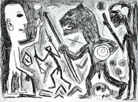 石版画 Penck - Homer u. Aristoteles, 1 Blatt