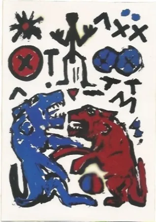 丝网印刷 Penck - Zwei Lowen
