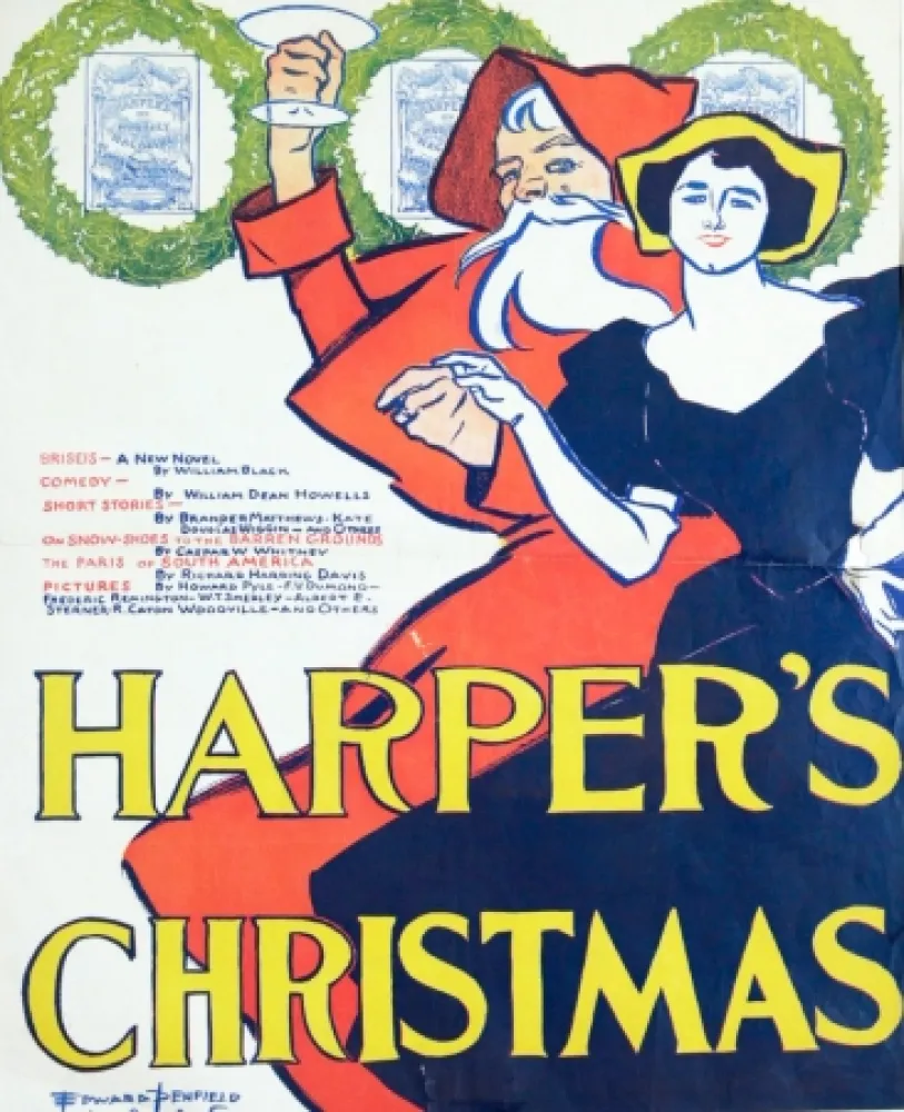 石版画 Penfield - HARPERS CHRISTMAS 1895