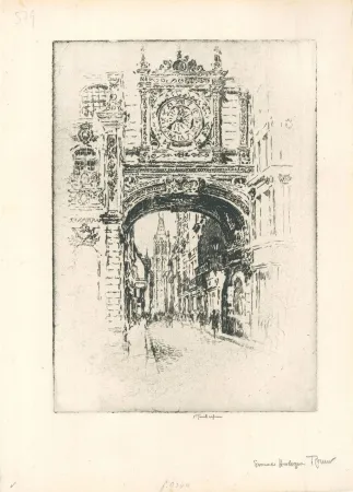 版画 Pennell - Grosse horloge, Rouen