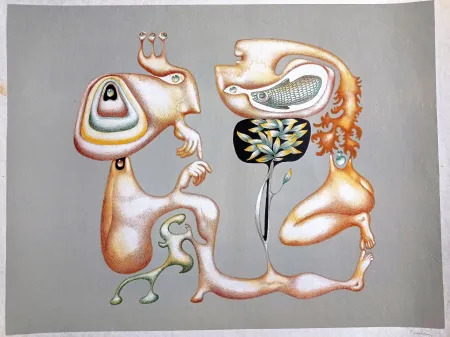 石版画 Pérahim - Jules Perahim, Surrealist Composition, 1970s