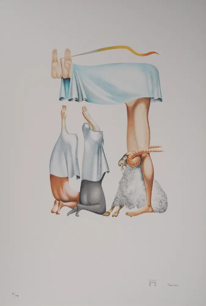 石版画 Pérahim - L'Alphabet Hébreu : Bouc émissaire