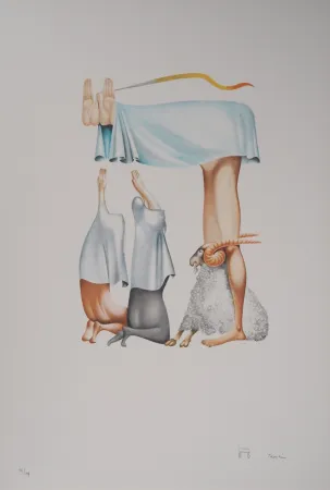 石版画 Pérahim - L'Alphabet Hébreu : Bouc émissaire