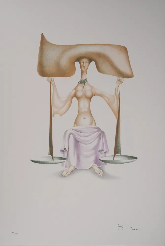 石版画 Pérahim - L'Alphabet Hébreu : Justice et Equilibre