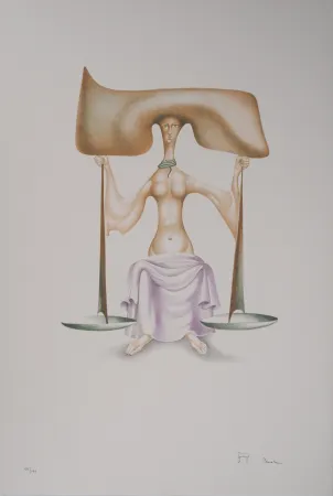 石版画 Pérahim - L'Alphabet Hébreu : Justice et Equilibre