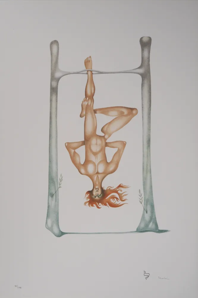 石版画 Pérahim - L'Alphabet Hébreu : le pendu