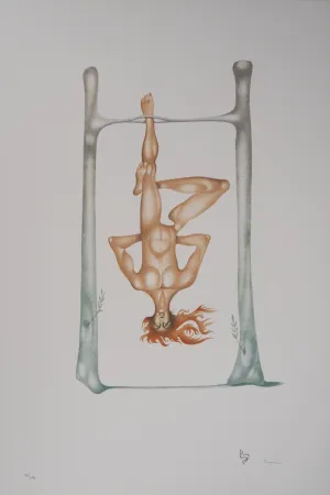 石版画 Pérahim - L'Alphabet Hébreu : le pendu