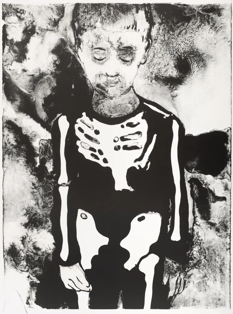 石版画 Pétrovitch - Garçon au Squelette