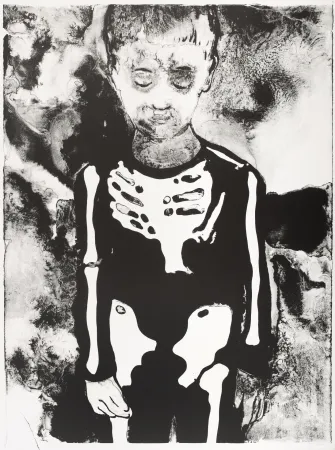 石版画 Pétrovitch - Garçon au Squelette