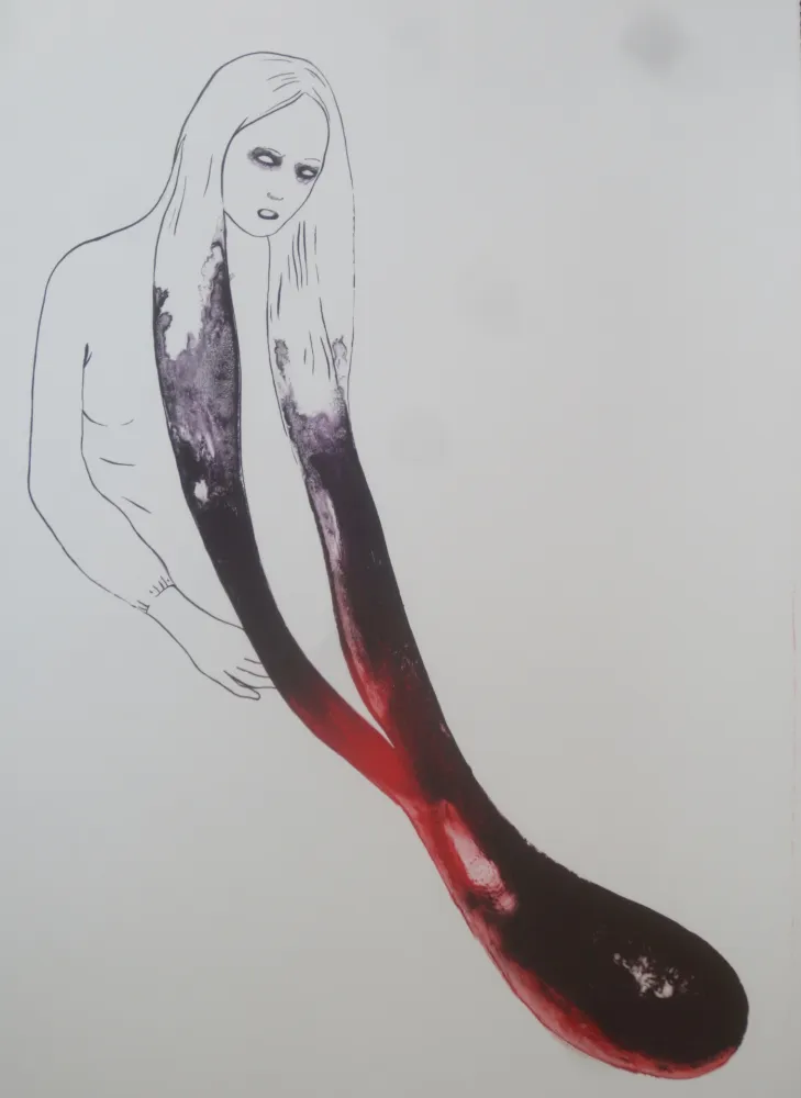 石版画 Pétrovitch - La fille aux cheveux goutte