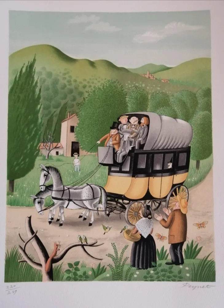 石版画 Peynet - La Diligence de Beaucaire