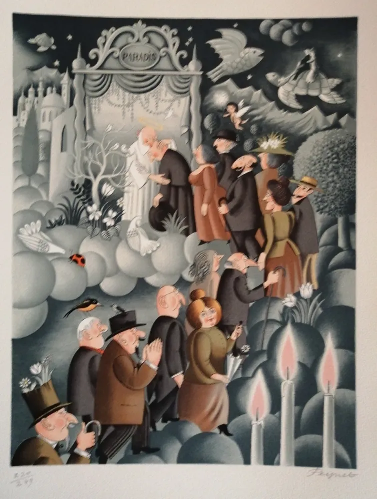 石版画 Peynet - Le Curé de Cucugnan