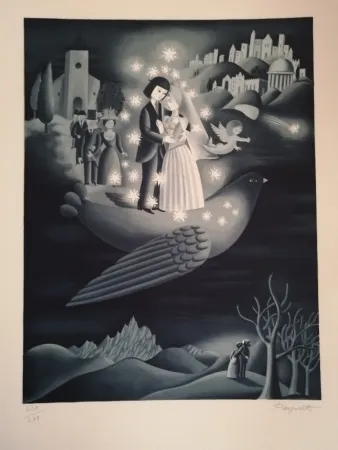 石版画 Peynet - Les étoiles