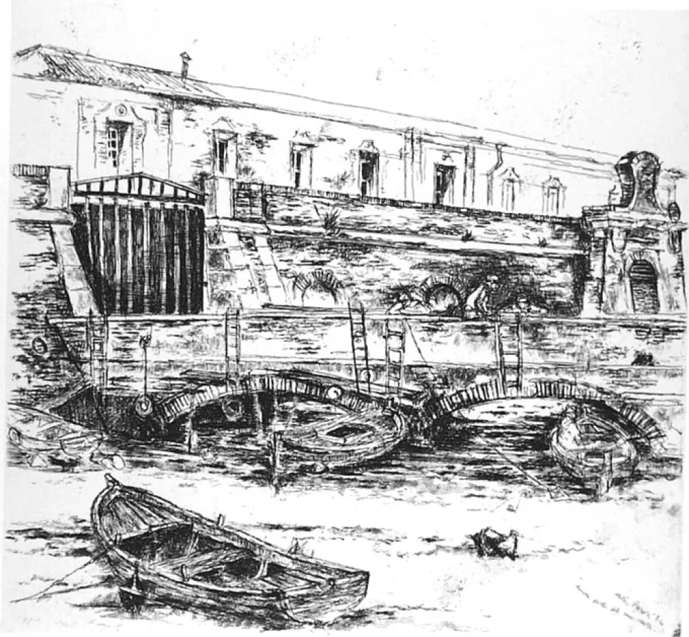 蚀刻版画 Piacesi - Ancona porto del mio cuore